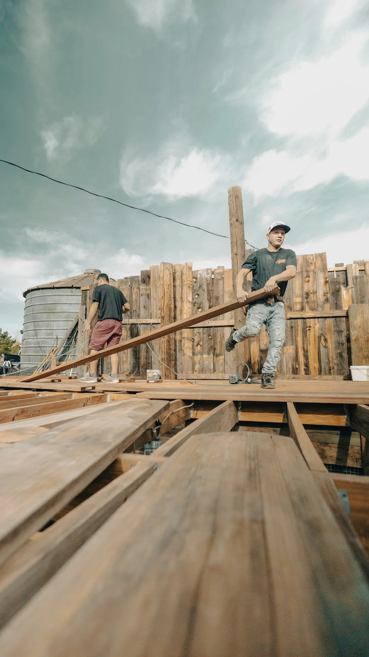 Outdoor deck with safety railing built in Atlanta Georgia